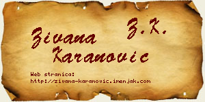 Živana Karanović vizit kartica